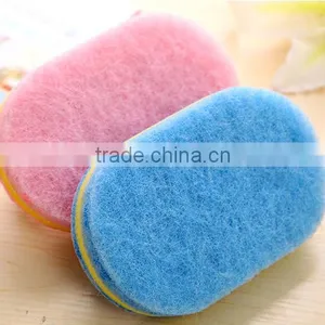 Q049 Plastic Handle Kitchen Cleaning Sponge Bath Brush thumbnail-1