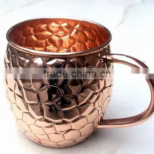 BPA FREE EMBOSSED FINISH BARREL SHAPE 100% PURE COPPER MOSCOW MULE DRINKING MUG thumbnail-3