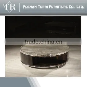 Modern Black Hand Craverd Travertine Top End Table thumbnail-4