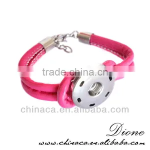 Wholesale 18mm Snap Charm Leather Snap Button Bracelet thumbnail-3