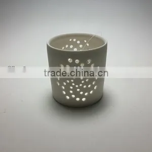White Ceramic Hollow Out Candle Cup thumbnail-1