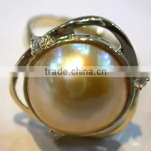Bowknot Latest Gold Ring Designs Pearl Ring Tahitian Pearl Ring thumbnail-3