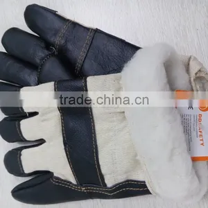 DDSAFETY Cow Grain Leather Work Gloves For Winter Safety Gloves thumbnail-4