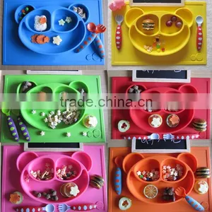 2017 Hot Selling Amazon and Ebay Suction Table Food Tray Placemat Plate Silicone Baby Kids Tray thumbnail-6