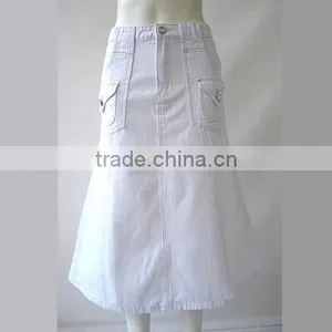 Wholesale Long Denim Skirts Casual White A-line Style Denim Jean Skirts Long thumbnail-1