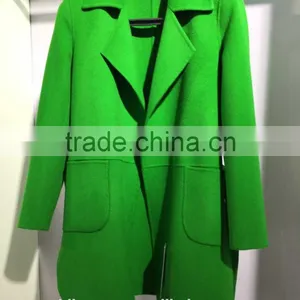 Ladies Handle Navy Blue 100% Wool Coat for Sring and Fall thumbnail-3