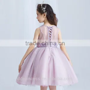 Best Quality Purple Handmade Decoration Girl Party Wear Western Dress thumbnail-5