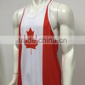 Canada Flag Shirt, Bodybuilding Tank Tops, Mens Workout Tanks, Stringer Raceback Tank Tops Custom Wholesale thumbnail-1
