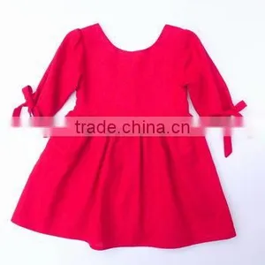 Girls Red Christmas Dress Kids Long Sleeve Cotton Dress thumbnail-2