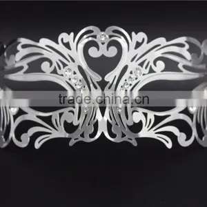 Venetian Black Metal Filigree Masquerade Mask With Diamantes Halloween thumbnail-4