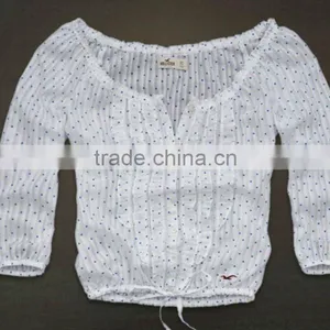 Fashion Elegance Dot Drape Front Fine Cotton Casual Blouse thumbnail-1