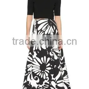 2016 Designed for Fashion Women High Waist Printed Grosgrain Skirt Slit Skirt Ladies'maxi Skirt OEM thumbnail-1