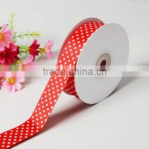 Grosgrain Dot Ribbon 7/8 Inch Red With White Dots thumbnail-1