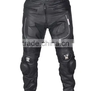 Black Motorcycle Pant/ Motorbike Leather PANT / Trousers + CE Armour to Knee & Hips thumbnail-1