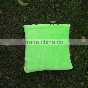 Promotion Gift Creative Idea 2 in 1 Pillow Blanket Embroidery Logo Coral Fleece Ultra Soft Travel Blanket Into Pillow thumbnail-2