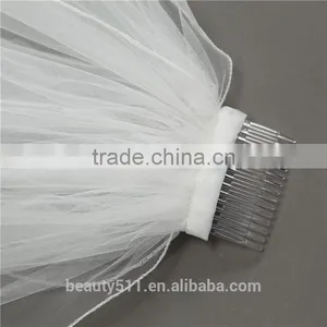 Wholesale Wholesale White Wedding Lace Long Tulle Bridal Veils 2017 HL07 thumbnail-3