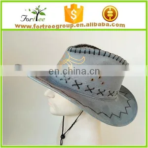 High Quality Wide Brim Leather Cowboy Hats Blanks for Men thumbnail-2