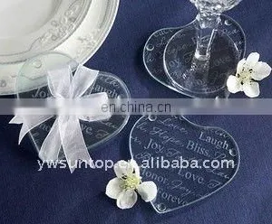 Heart Shaped Clear Glass Coaster Souvenirs Wedding Giveaway Return Gift thumbnail-1