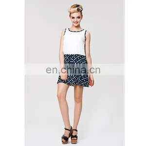 2014Japansese Style Splicing With Contrast Color Refreshing Printed Summer Dresses thumbnail-1