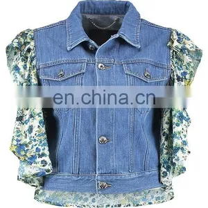 Lotus Leaf Sleeves Cheap Women Denim Jacket thumbnail-6