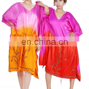 Satin Tie Dye Hand Beaded Kaftan thumbnail-1