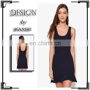 Hot Sell Ladies Flounced Skirt Latest Scoop Neckline Sleeveless Sexy Dresses for Women thumbnail-1