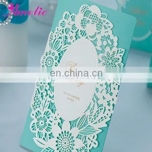 ACW002 Wholesale Blue Royal Wedding Invitation Card thumbnail-1