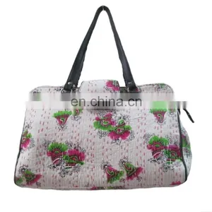 Traditional Kantha Work Multi Cotton Leather Women Shoulder Bag thumbnail-3