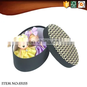 Oval Black and White Lace TC Fabric Doll Toy Clothes Jewelry Daily Sundries Storage Box With Black Lid thumbnail-1
