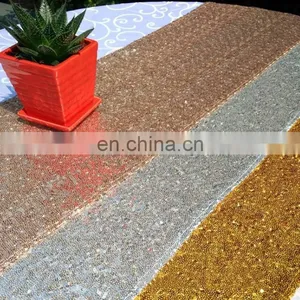 Sequin Glitter Table Runner Cloth For Wedding Home Decor Gold Silver Champagne Color thumbnail-1