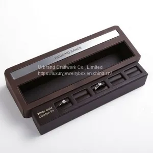 Long PU Rings Display Stand Luxury Wooden Rings Jewelry Display With Custom Logo thumbnail-1