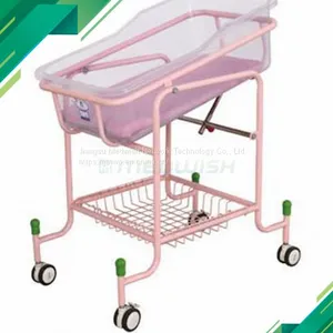 AG-CB010 High Quality Hospital Adjustable Mobile Baby Crib Baby Trolley With Transparent Bassinet thumbnail-1