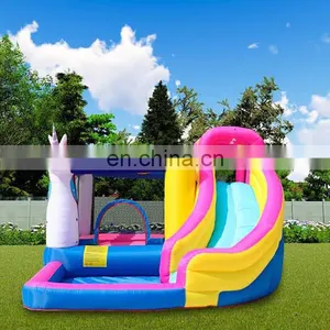 Oxford Cloth Unicorn Inflatable Bounce House With Water Pool Slide thumbnail-1