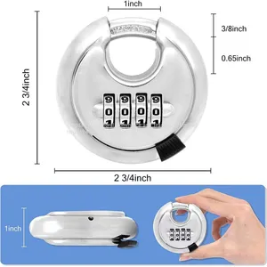 Outdoor 4 Digit Heavy Duty Round Combination Disc Padlock With Hardened Steel Shackle thumbnail-3