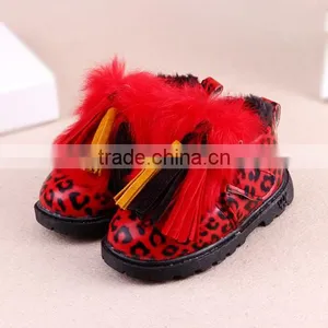 C70011A Hot Sale Good Quality Leopard Print Warm Boots Fashion Tassel Kids Boots thumbnail-3