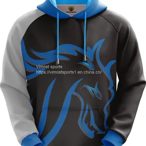 Custom Sublimation Hoodie With Blue Strings thumbnail-1