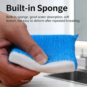 Double-sided Dish Washing Towel Bowl Pot Pan Cleaning Sponges Wash Scouring Pads Cleaner Kitchen Clean Tool thumbnail-3