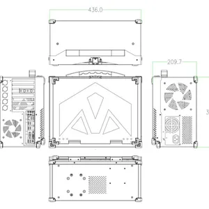 Industrial Computer 17.3-Inch/21.3-Inch Flip-Down Portable Case Ruggedized Metal Construction Supports ATX Motherboards thumbnail-5