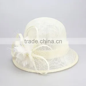 Round Top White Sinamay Church Hats thumbnail-1