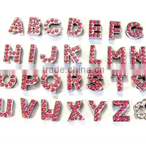 DIY 10 mm Dark Pink Rhinestone Slide Letters for 10 MM Strap .color Stone Letter thumbnail-1