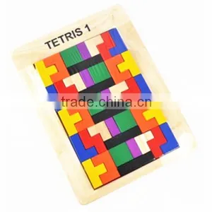 Hot Sale Different Clored Wooden Jigsaw Puzzle Tetris Game thumbnail-2