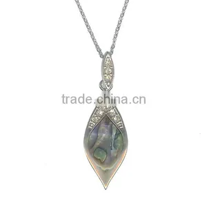 Fashion Jewelry 100% Natural Abalone Shell Teardrop Pendant Necklaces LOVELY DESIGNER ABALONE SHELL GEMSTONE thumbnail-1
