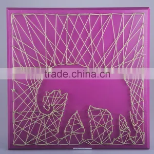Hand-made Wooden String Wall Art With the Elephant Shaped Design for Home Decoration thumbnail-1