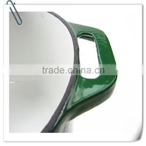 Green Enamel Cast Iron Round Casserole thumbnail-3