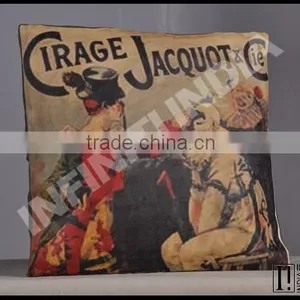 Vintage Print Designer Cushion, Vintage Cushion thumbnail-1