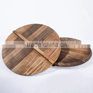 Carbonized Wood Pan Lid/ Wood Pan Cover/ Wood Pot Cover With Handle thumbnail-1