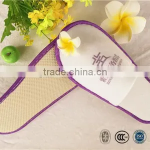 Cheap Hotel Guestroom Plush Slipper With Violet Non-woven Piping thumbnail-1