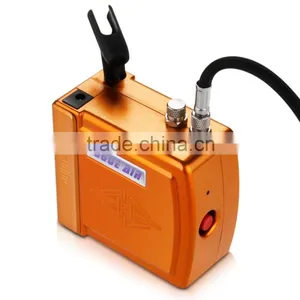Yellow HS08 Mini Portable Airbrush Compressor Set With UK Adapter for Hobby Cosmetics Nail Tattoo Makeup Body Paint AS-33 thumbnail-1