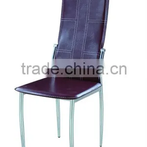 Brown PU Seat & Back Metal Tube Dining Chair thumbnail-1