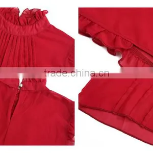 2016 Guangzhou New Arrivals Summer Sleeveless Red Chiffon Top thumbnail-6